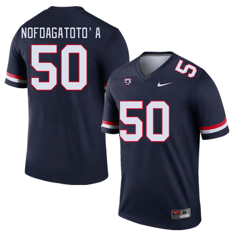 Men #50 Sio Nofoagatoto'a Arizona Wildcats College Football Jerseys Stitched Sale-Navy